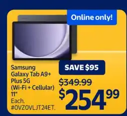 Walmart Samsung Galaxy Tab A9+ Plus 5G (Wi-Fi + Cellular) 11 offer