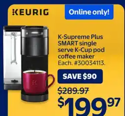 Walmart K-Supreme Plus SMART single serve K-Cup pod coffee maker offer