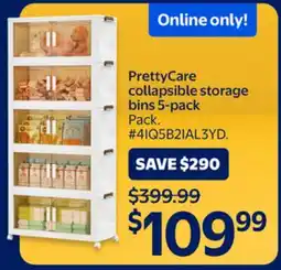 Walmart PrettyCare collapsible storage bins 5-pack Pack offer