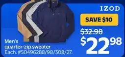 Walmart IZOD Men's quarter-zip sweater offer