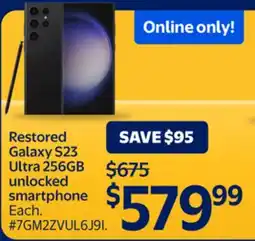 Walmart Restored Galaxy S23 Ultra 256GB unlocked smartphone offer