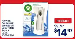 Walmart Air Wick Freshmatic scented oil kit or refills 3-pack offer