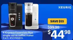 Walmart KEURIG K-Express Essentials Plus single-serve coffee maker offer