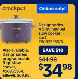 Walmart Design series 4.5-qt. manual slow cooker offer