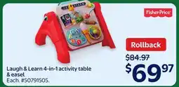 Walmart Laugh & Learn 4-in-1 activity table & easel offer
