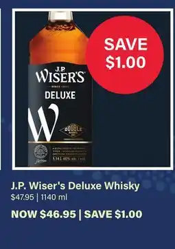 LCBO J.P. Wiser's Deluxe Whisky offer
