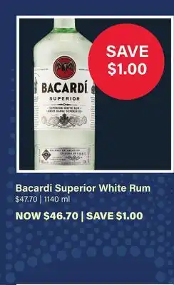 LCBO Bacardi Superior White Rum offer