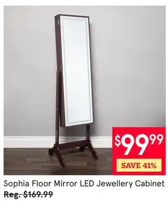 Kitchen Stuff Plus Sophia Floor Mirror LED Jewellery Cabinet offer