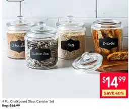 Kitchen Stuff Plus 4 Pc. Chalkboard Glass Canister Set offer