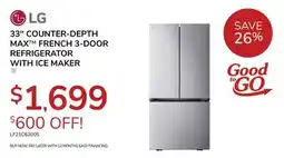 Goemans Appliances LG 33 COUNTER-DEPTH MAX FRENCH 3-DOOR REFRIGERATOR WITH ICE MAKER offer