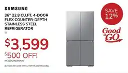 Goemans Appliances SAMSUNG 36 22.8 CU. FT. 4-DOOR FLEX COUNTER-DEPTH STAINLESS STEEL REFRIGERATOR offer