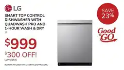Goemans Appliances LG SMART TOP CONTROL DISHWASHER WITH QUADWASH PRO AND 1-HOUR WASH & DRY offer