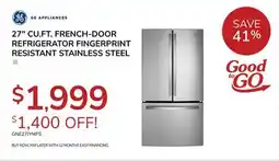 Goemans Appliances GE 27 CU.FT. FRENCH-DOOR REFRIGERATOR FINGERPRINT RESISTANT STAINLESS STEEL offer