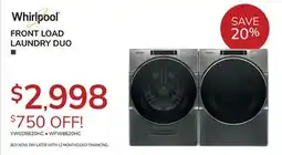 Goemans Appliances WHIRLPOOL FRONT LOAD LAUNDRY DUO offer