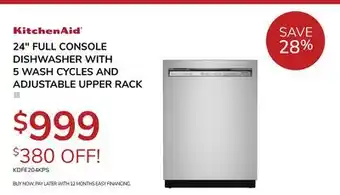 Goemans Appliances KITCHENAID 24 FULL CONSOLE DISHWASHER offer