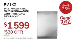 Goemans Appliances Asko 24 STAINLESS STEEL BUILT-IN DISHWASHER WITH THREE-LEVEL FLEXI RACKS offer