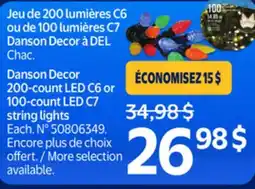 Walmart Danson Decor 200-count LED C6 or 100-count LED C7 string lights offer
