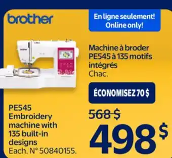 Walmart PE545 Embroidery machine with 135 built-in designs offer