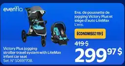 Walmart evenflo Victory Plus jogging stroller travel system with LiteMax infant car seat offer