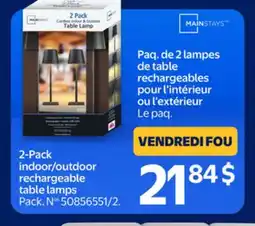Walmart 2-Pack indoor/outdoor rechargeable table lamps offer