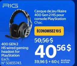 Walmart RIG 400 GEN 2 HS wired gaming headset for PlayStation offer