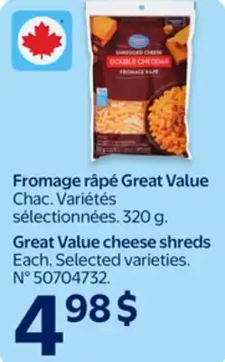 Walmart Great Value cheese shreds offer