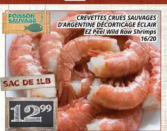 Supermarché PA CREVETTES CRUES SAUVAGES D'ARGENTINE DÉCORTICAGE ÉCLAIR | EZ Peel Wild Raw Shrimps offer