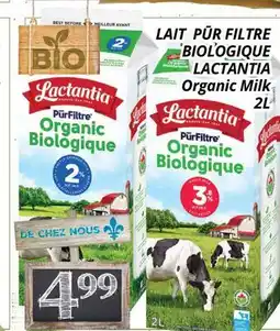 Supermarché PA LAIT PŪR FILTRE BIOLOGIQUE LACTANTIA | Organic Milk offer