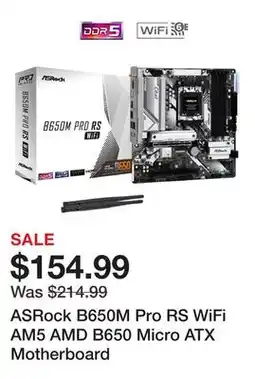 Newegg ASRock B650M Pro RS WiFi AM5 AMD B650 Micro ATX Motherboard offer