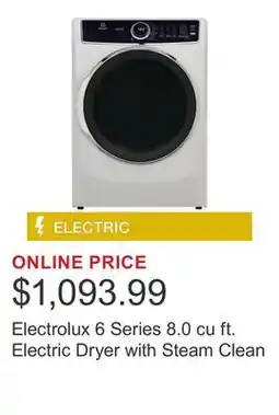 Costco Electrolux 6 Series 8.0 cu ft. Electric Dryer with Steam Clean offer