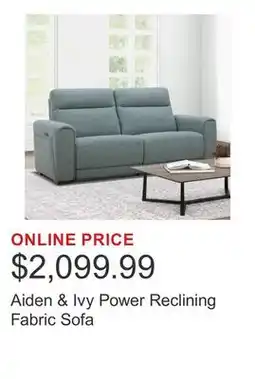 Costco Aiden & Ivy Power Reclining Fabric Sofa offer