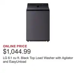 Costco LG 6.1 cu ft. Black Top Load Washer with Agitator and EasyUnload offer