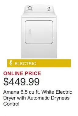 Costco Amana 6.5 cu ft. White Electric Dryer with Automatic Dryness Control offer