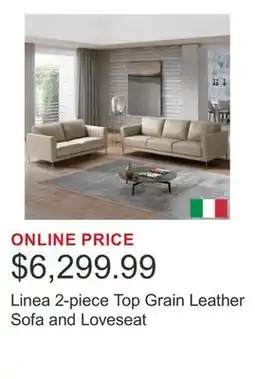 Costco Linea 2-piece Top Grain Leather Sofa and Loveseat offer