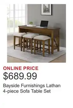 Costco Bayside Furnishings Lathan 4-piece Sofa Table Set offer