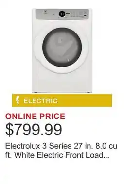 Costco Electrolux 3 Series 27 in. 8.0 cu ft. White Electric Front Load Dryer with LuxCare Lint Shield offer