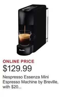Costco Nespresso Essenza Mini Espresso Machine by Breville, with $20 Nespresso coffee voucher offer