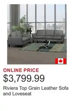 Costco Riviera Top Grain Leather Sofa and Loveseat offer