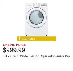 Costco LG 7.4 cu ft. White Electric Dryer with Sensor Dry offer