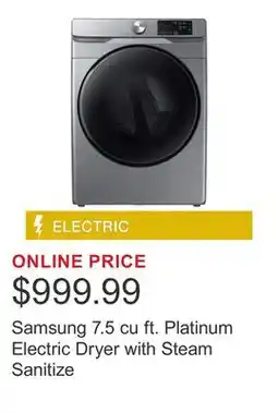 Costco Samsung 7.5 cu ft. Platinum Electric Dryer with Steam Sanitize offer