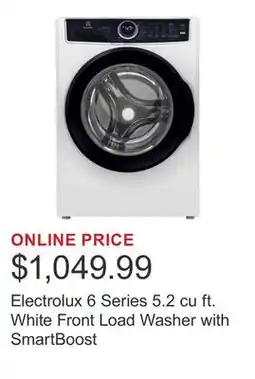 Costco Electrolux 6 Series 5.2 cu ft. White Front Load Washer with SmartBoost offer