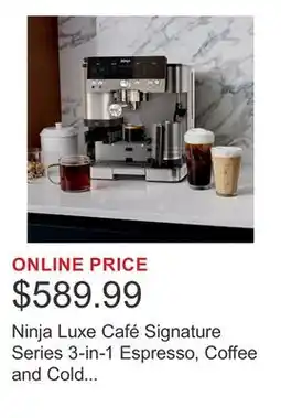 Costco Ninja Luxe Café Signature Series 3-in-1 Espresso, Coffee and Cold Brew Machine offer