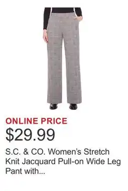 Costco S.C. & CO. Women's Stretch Knit Jacquard Pull-on Wide Leg Pant with Tummy Control offer