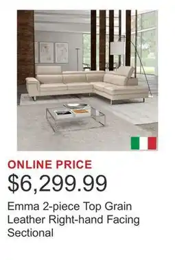 Costco Emma 2-piece Top Grain Leather Right-hand Facing Sectional offer