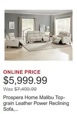 Costco Prospera Home Malibu Top-grain Leather Power Reclining Sofa, Loveseat and Chair offer