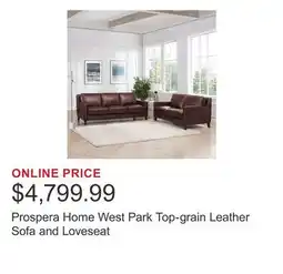 Costco Prospera Home West Park Top-grain Leather Sofa and Loveseat offer
