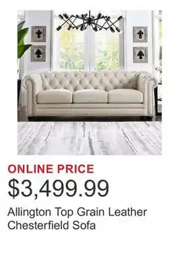 Costco Allington Top Grain Leather Chesterfield Sofa offer