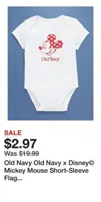 Old Navy Old Navy Old Navy x Disney Mickey Mouse Short-Sleeve Flag Logo-Graphic Bodysuit for Baby offer
