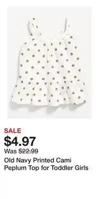 Old Navy Old Navy Printed Cami Peplum Top for Toddler Girls offer