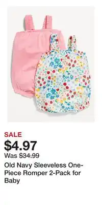 Old Navy Old Navy Sleeveless One-Piece Romper 2-Pack for Baby offer